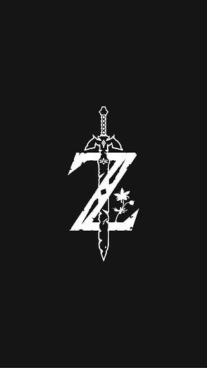 The Legend of Zelda Stylized Letter Z Sword Emblem Minimalist Black and White Design HD phone wallpaper