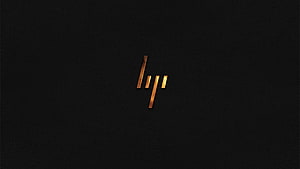 HP Logo in Copper Finish on Black Leather Texture Background HD wallpaper