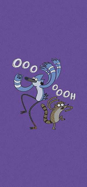 Regular Show Blue Jay and Rigby Dancing Silhouettes on Purple Background HD phone wallpaper