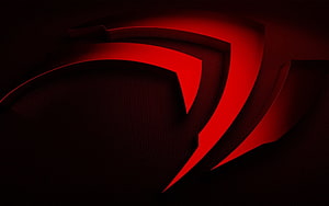Nvidia Red Abstract Geometric Design with Layered Curves and Dark Mesh Texture HD wallpaper