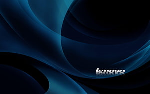 Lenovo Abstract Blue Swirls with Sleek Logo on Dark Background HD wallpaper