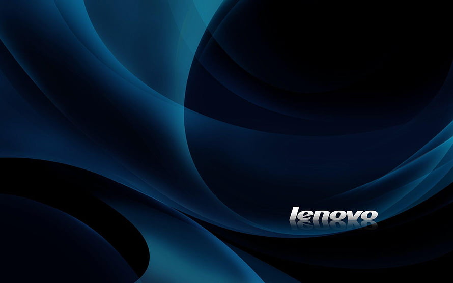 Lenovo Abstract Blue Swirls with Sleek Logo on Dark Background HD wallpaper