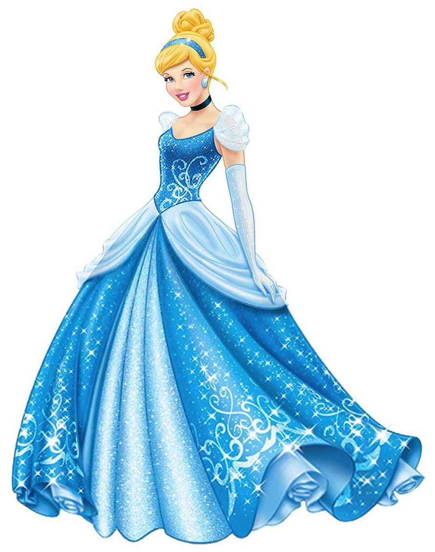 Cinderella in Sparkling Blue Ballgown with Star Patterns and Elegant Updo HD phone wallpaper