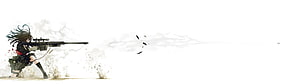 Anime Girl Sniper in Black Outfit Firing Rifle with Water Splash Effects HD wallpaper