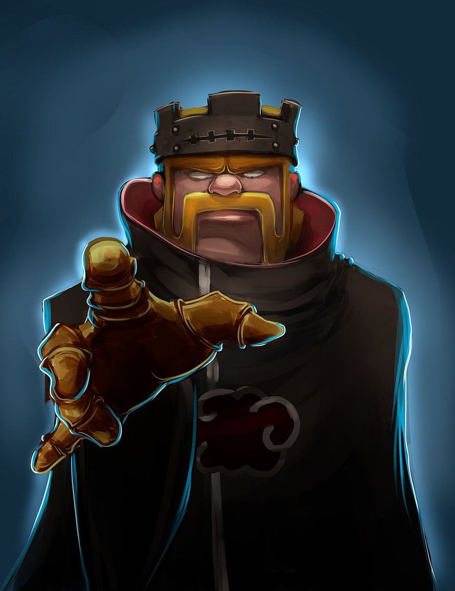 Barbarian King in Akatsuki Cloak with Golden Gauntlet and Crown HD phone wallpaper