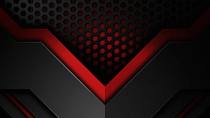 Abstract Geometric V-Shape Design with Red and Black Perforated Metal Texture HD wallpaper