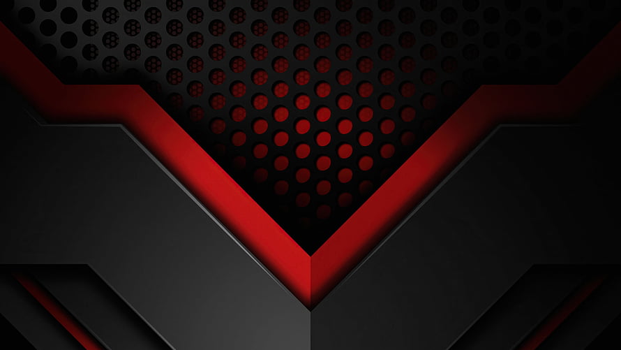 Abstract Geometric V-Shape Design with Red and Black Perforated Metal Texture HD wallpaper