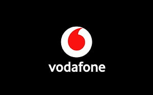 Vodafone Corporate Logo on Black Background with Red and White Icon HD wallpaper