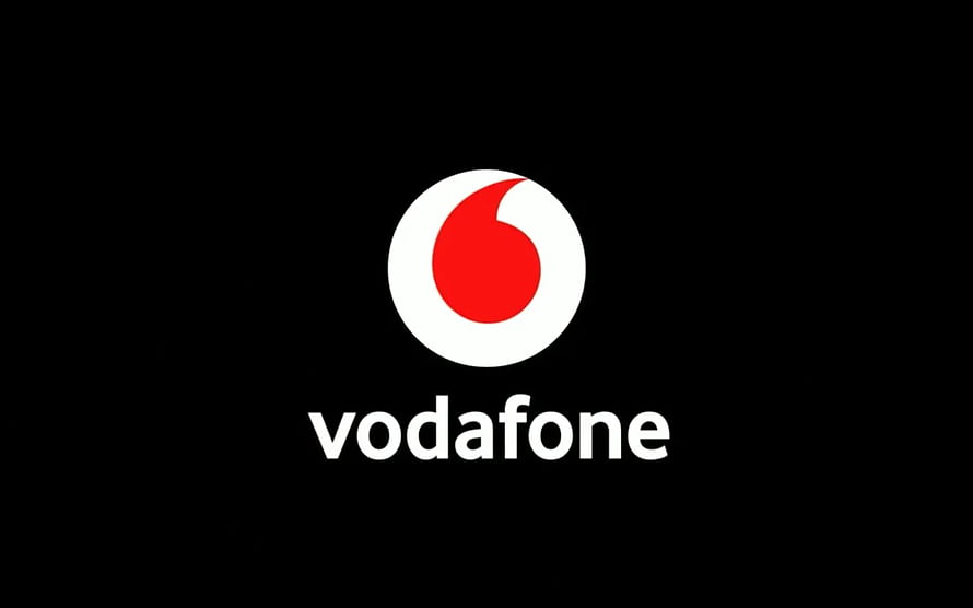 Vodafone Corporate Logo on Black Background with Red and White Icon HD wallpaper