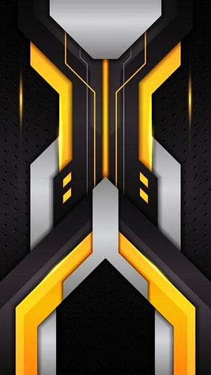 Futuristic Black and Yellow Geometric Tech Pattern with Neon Accents HD phone wallpaper