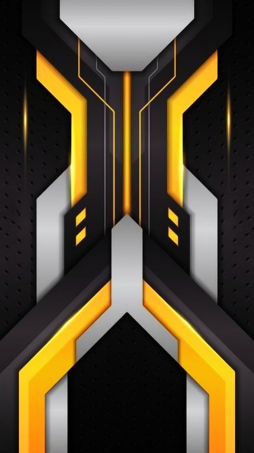 Futuristic Black and Yellow Geometric Tech Pattern with Neon Accents HD phone wallpaper
