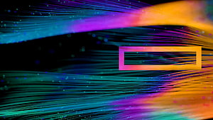 Vibrant Abstract Light Streaks with Geometric Frame on Dark Background HD wallpaper