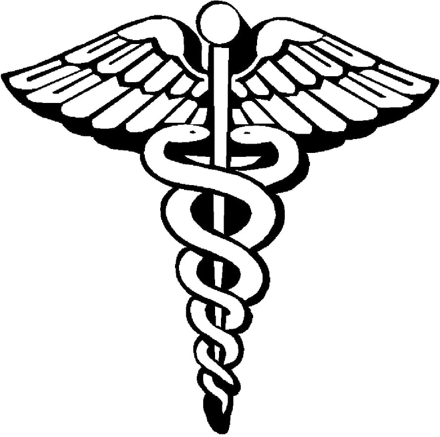 Black and White Caduceus Medical Symbol with Wings and Serpents HD wallpaper