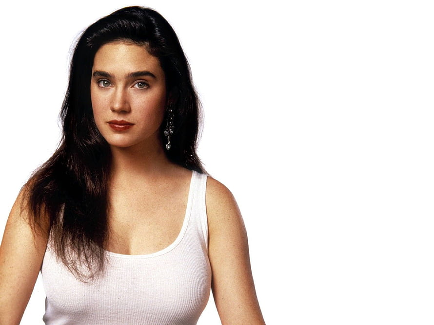 Jennifer Connelly Studio Portrait in White Tank Top HD wallpaper