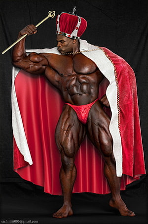 Ronnie Coleman in Royal Crown and Red Cape Bodybuilding Pose, Ronnie Coleman Olympia . Guide To Getting Six Pack Abs HD phone wallpaper