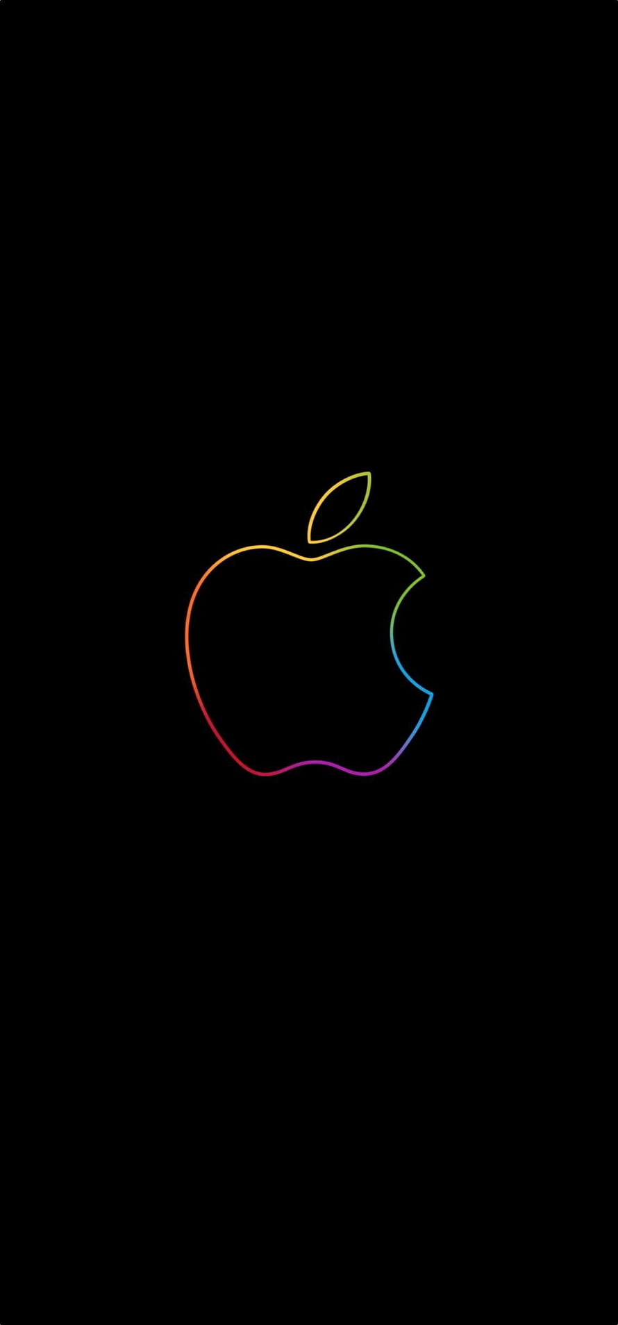 Apple Logo Rainbow Gradient Outline on Black Background Minimalist Wallpaper HD phone wallpaper