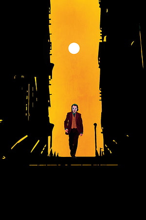 Joker Walking Through Golden Alleyway in Minimalist Fan Art Style HD phone wallpaper