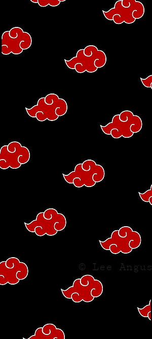 Naruto Akatsuki Red Cloud Pattern on Black Background HD phone wallpaper