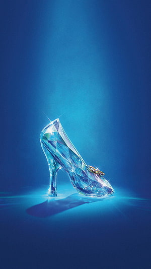Cinderella 2015 Crystal Slipper on Blue Background HD phone wallpaper
