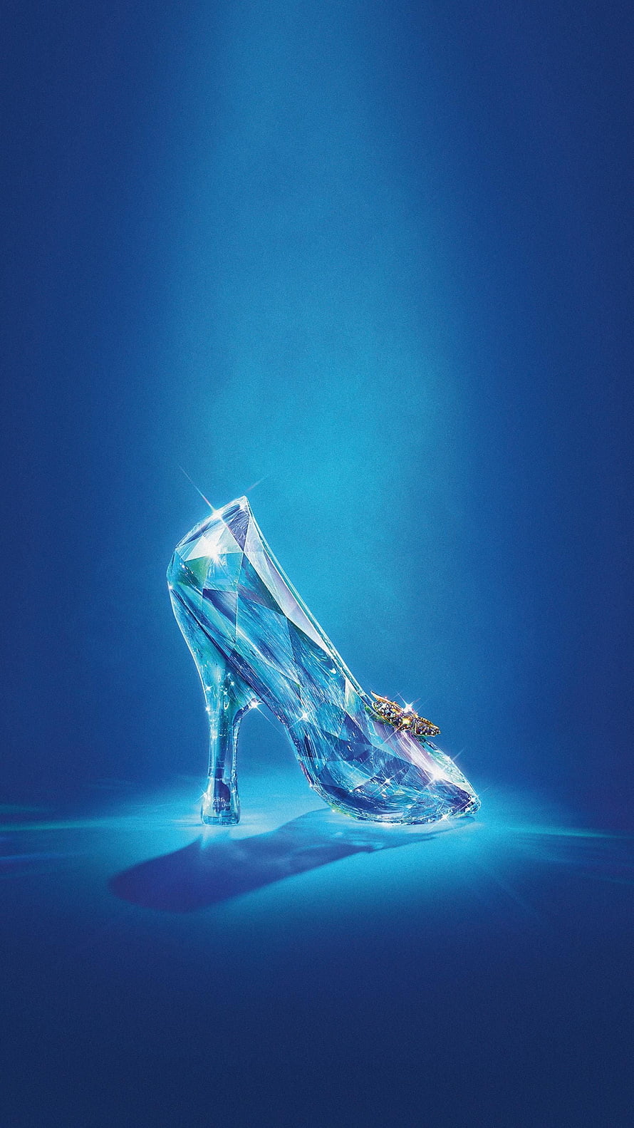 Cinderella 2015 Crystal Slipper on Blue Background HD phone wallpaper