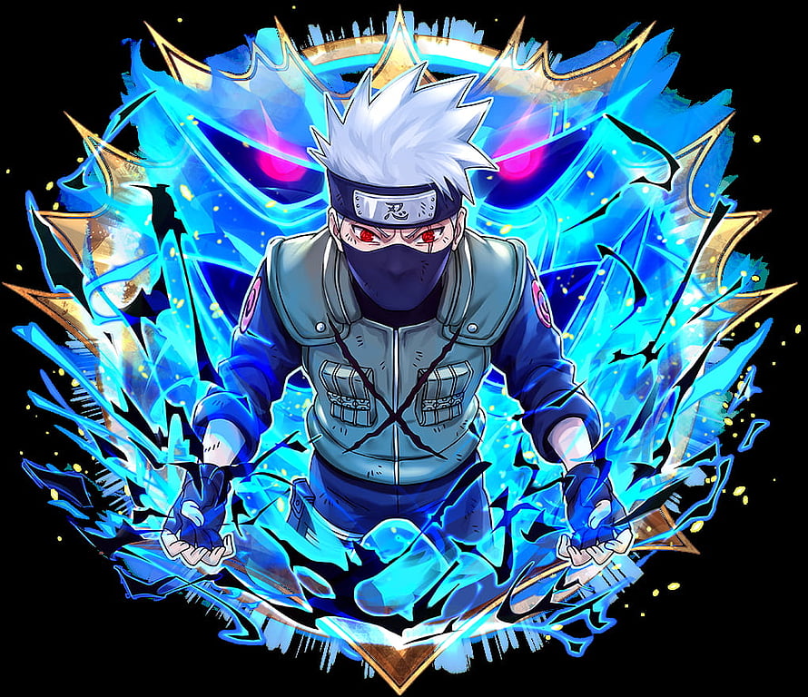 Hatake Kakashi in Kamui Mode with Blue Chakra Aura and Sharingan Eyes HD wallpaper
