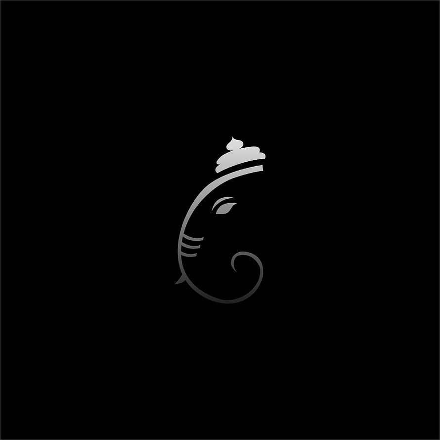 Minimalist Lord Ganesha Line Art Logo on Black Background HD phone wallpaper