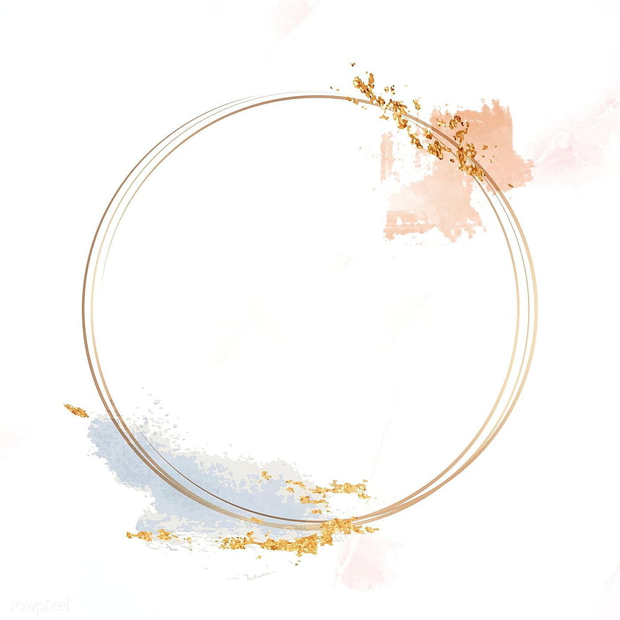 Elegant Gold Circle Frame with Pastel Watercolor Splashes and Sparkling Accents HD phone wallpaper