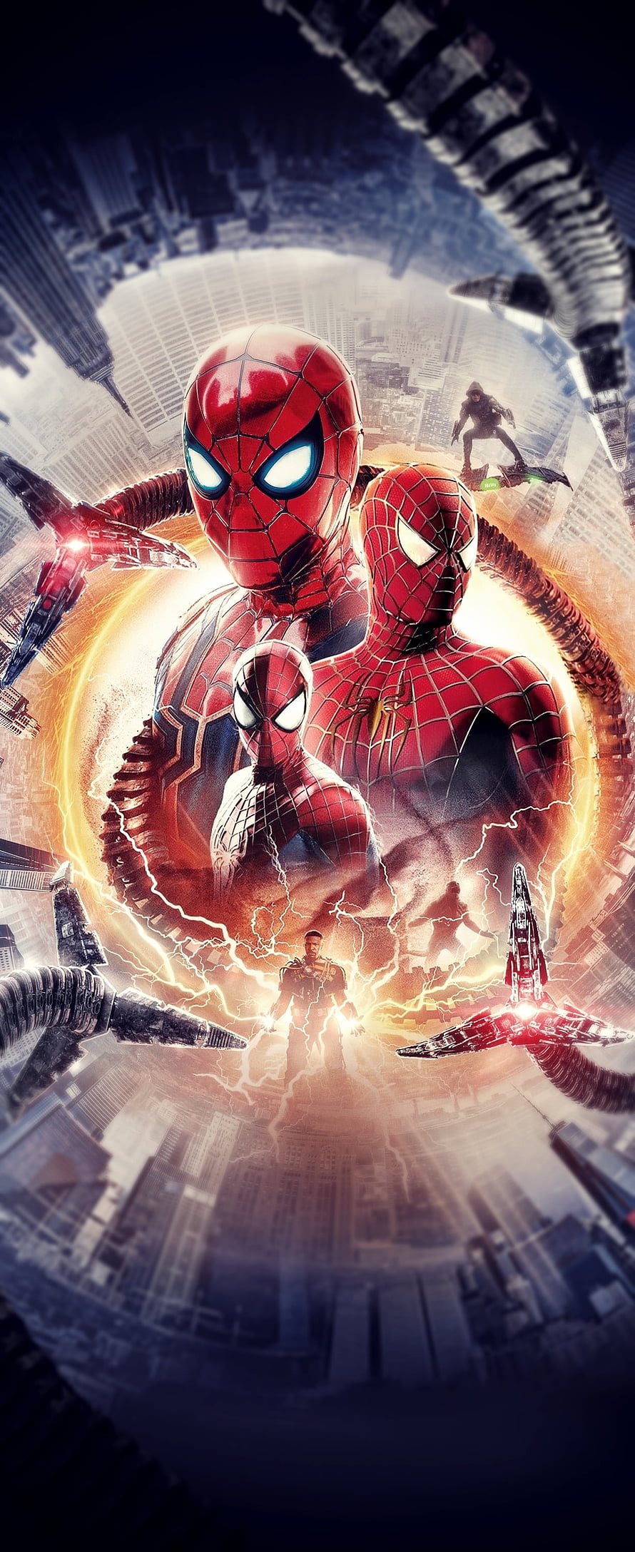 Spider-Man No Way Home Poster Featuring Three Suits and Doctor Octopus, spider man no way home, MARVEL, AVENGERS, SPIDERMAN, 2021 HD phone wallpaper