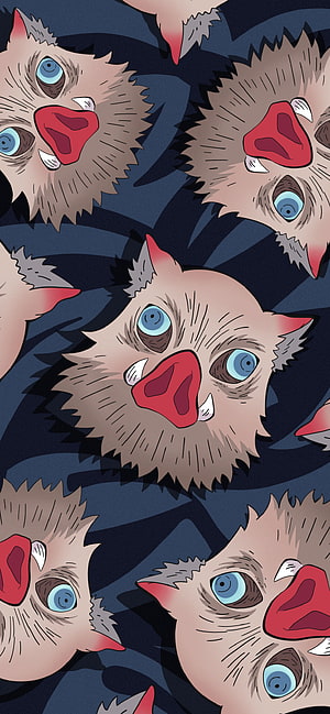 Inosuke Hashibira boar mask pattern from Demon Slayer anime illustration HD phone wallpaper