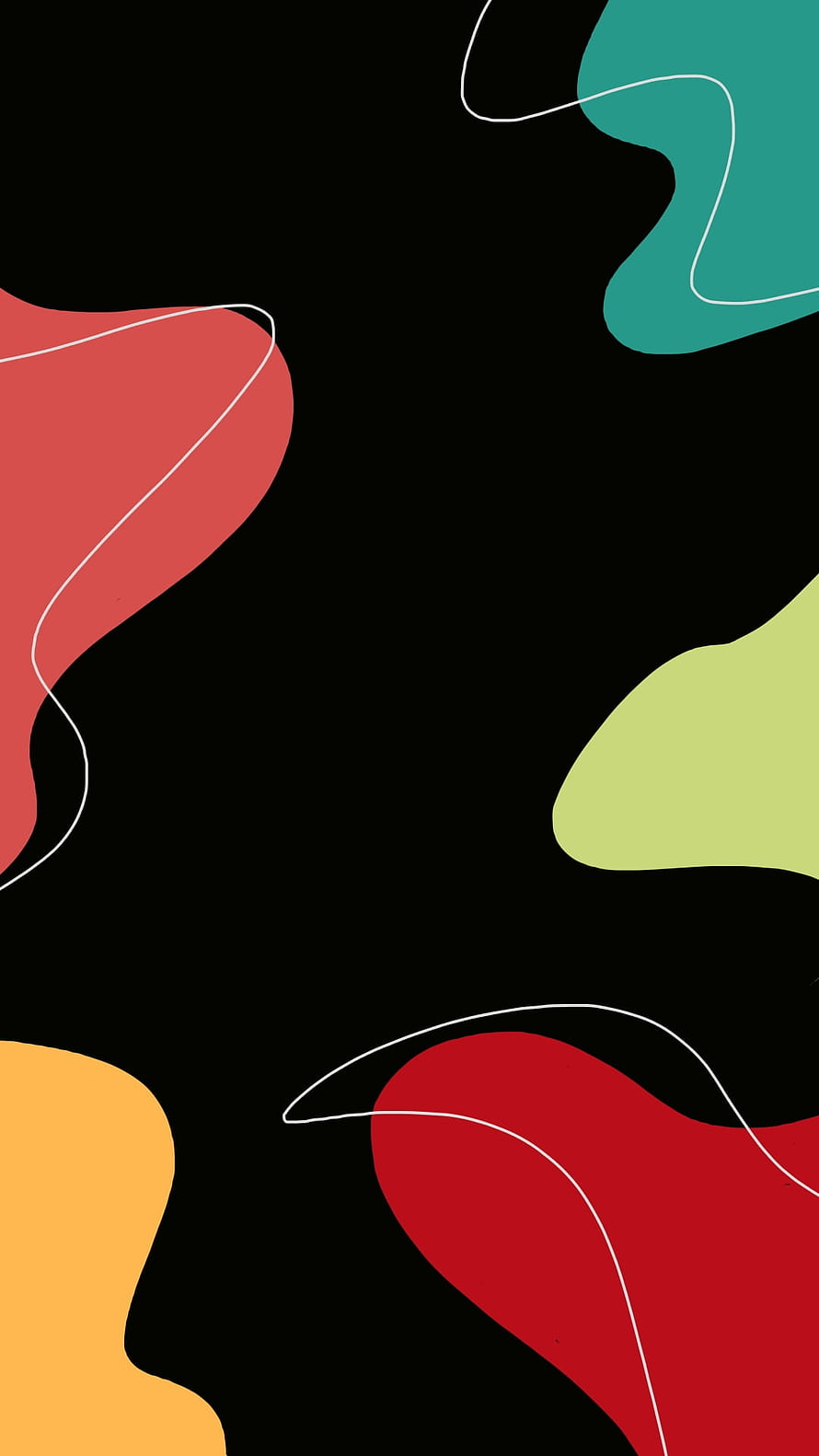 Minimalist Abstract Colorful Organic Shapes on Black Background HD phone wallpaper