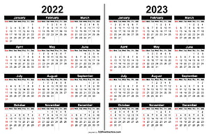 2022 and 2023 Two-Year Printable Calendar with Monthly Grid Layout HD wallpaper