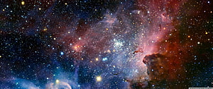 Vibrant Deep Space Nebula with Star Clusters and Cosmic Dust HD wallpaper