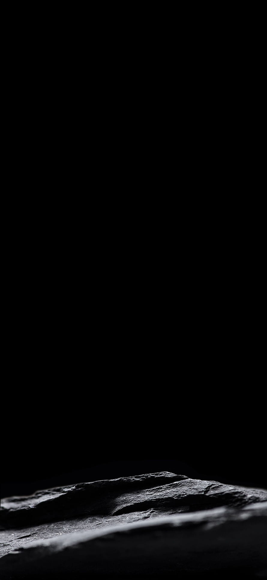Dark Minimalist Rock Formation Against Black Background HD phone wallpaper