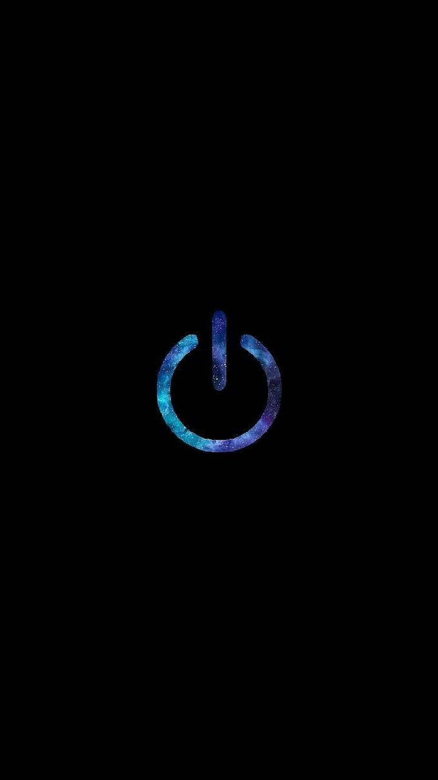 Galaxy Nebula Power Button Icon on Black Background Minimalist Wallpaper HD phone wallpaper