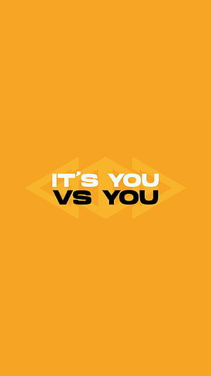 It's You Vs You Motivational Quote on Orange Background HD phone wallpaper
