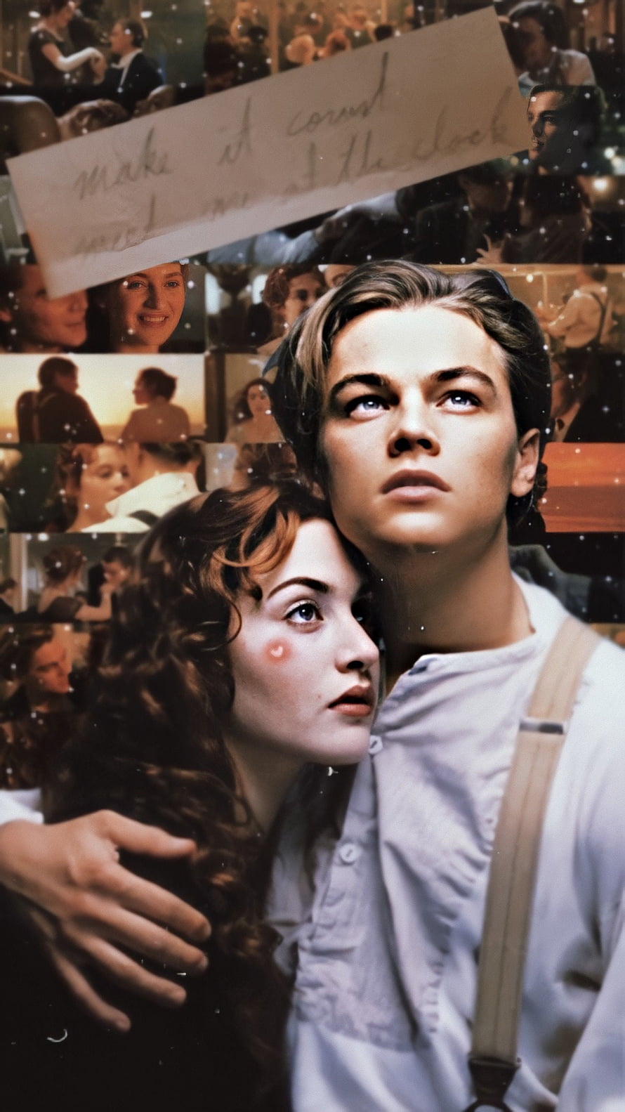 Jack and Rose Embracing in Titanic with Handwritten Note and Film Scene Collage HD phone wallpaper