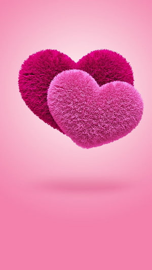 Fluffy 3D Pink Hearts on Soft Gradient Background HD phone wallpaper