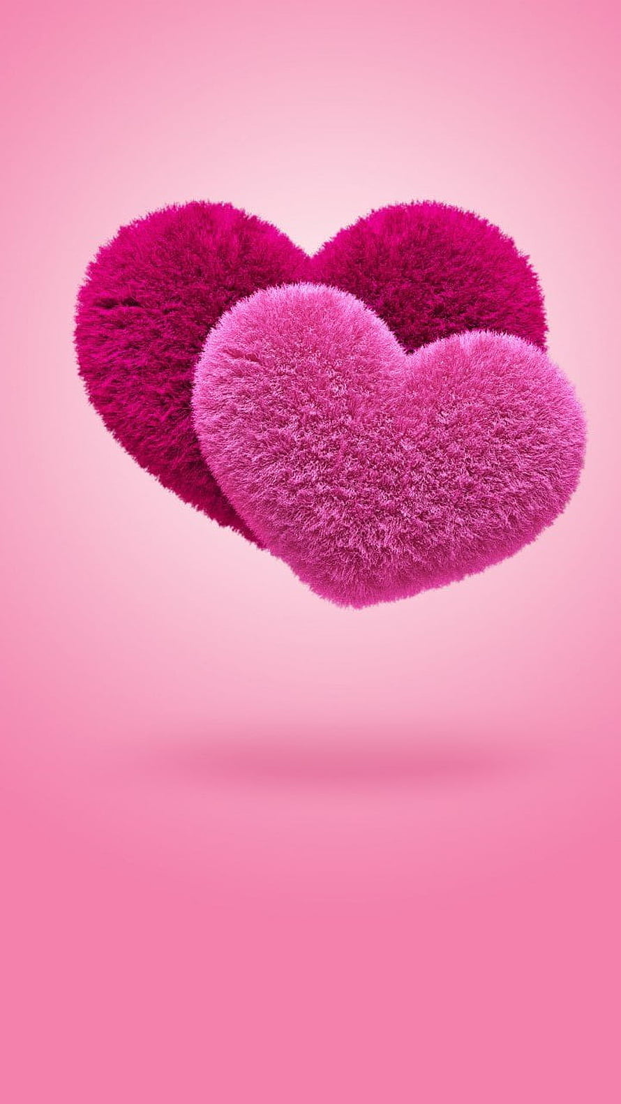Fluffy 3D Pink Hearts on Soft Gradient Background HD phone wallpaper
