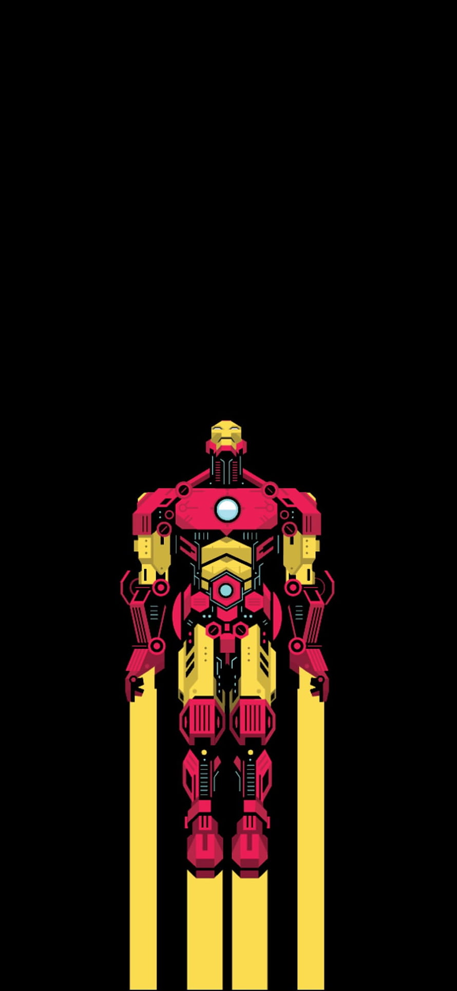 Iron Man Minimalist Vector Illustration with Neon Pink and Gold Armor on Black Background HD phone wallpaper