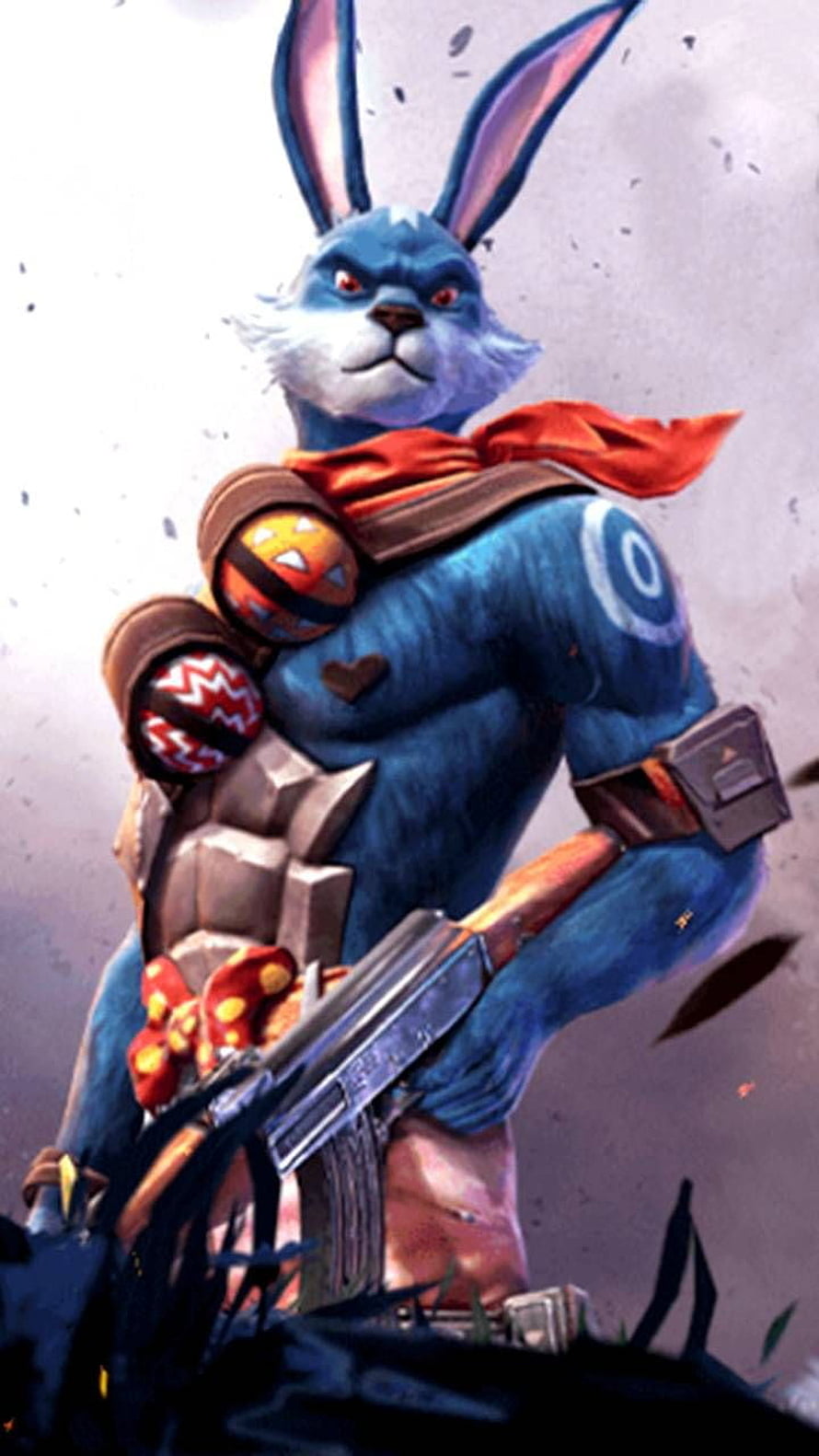 Fire Bunny Warrior Character Art with Shotgun and Armor HD phone wallpaper