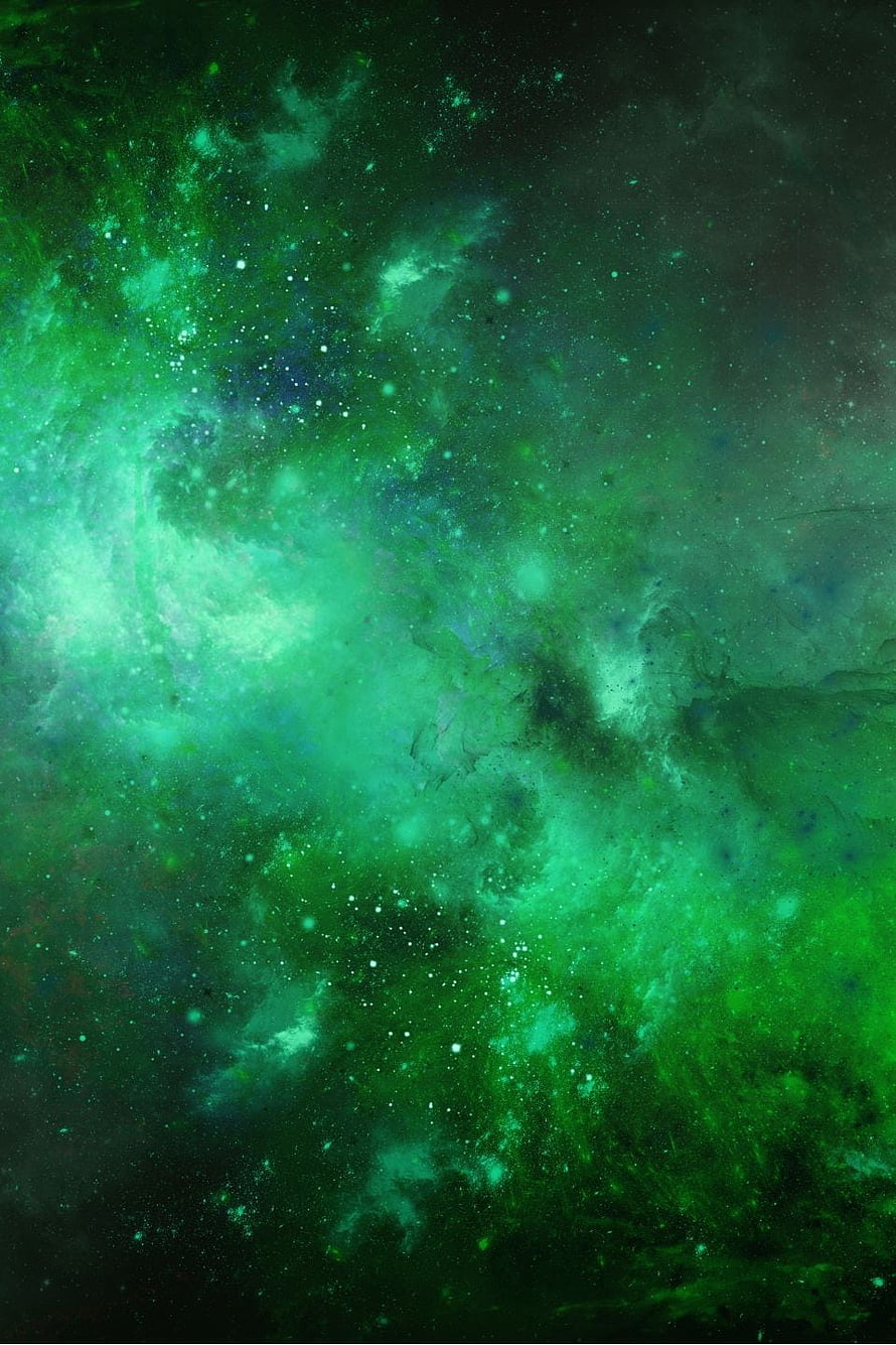 Vibrant Green Nebula and Starfield Deep Space Cosmic Aesthetic HD phone wallpaper