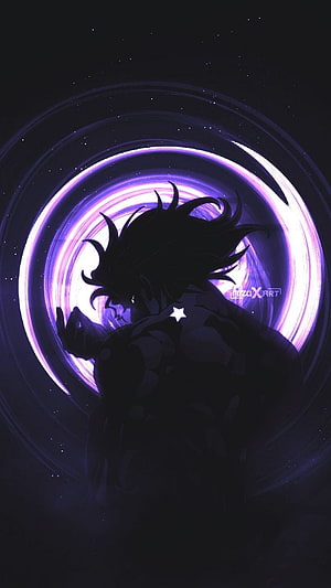 Dio Brando Silhouette with Purple Energy Aura and Star Emblem HD phone wallpaper