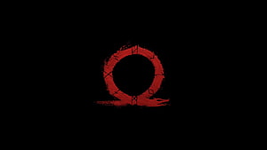 God of War Omega Symbol Minimalist Red Emblem on Black Background HD wallpaper