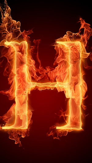 Flaming Letter H Alphabet Fire Flame Typography Design HD phone wallpaper