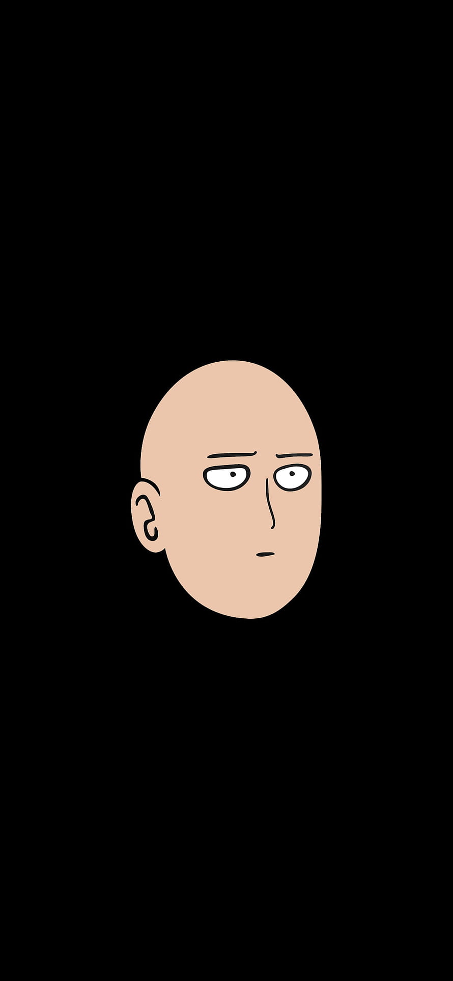 Saitama from One Punch Man with a Bored Expression on a Black Background HD phone wallpaper