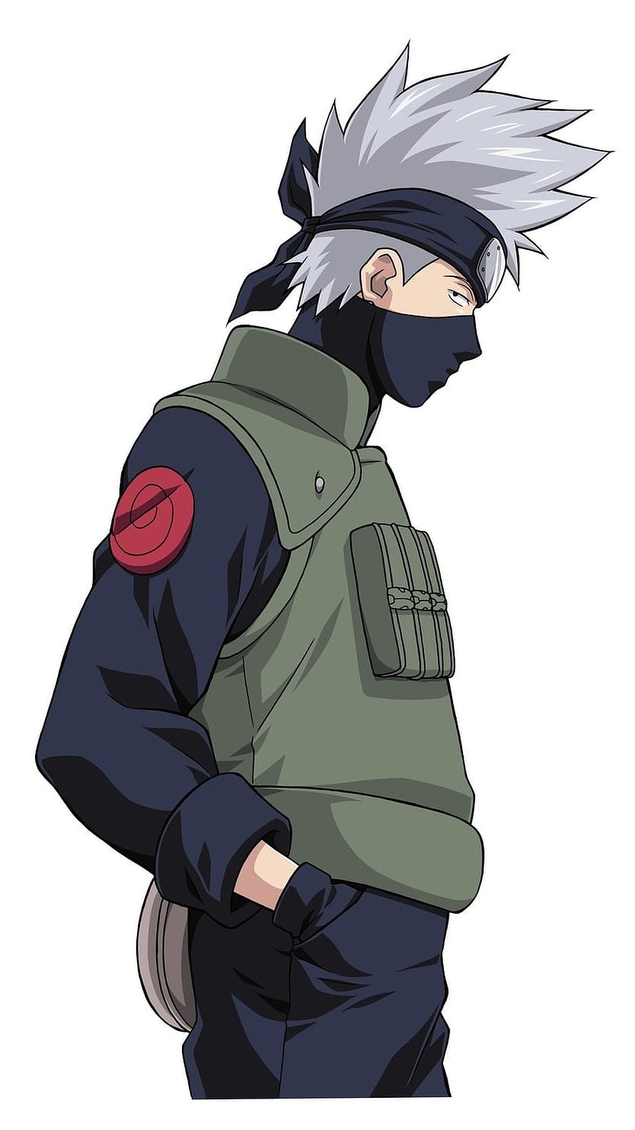 Kakashi Hatake Anime Character Profile in Green Flak Jacket and Mask HD phone wallpaper