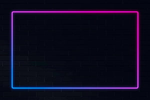 Gradient Neon Rectangle Frame on Dark Brick Wall Background HD wallpaper