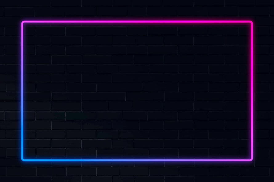Gradient Neon Rectangle Frame on Dark Brick Wall Background HD wallpaper