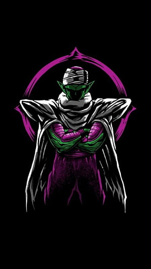 Piccolo from Dragon Ball in a dramatic dark illustration with purple and green tones HD phone wallpaper
