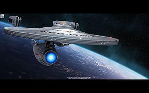 Star Trek USS Enterprise NCC-1701-A Starship in Orbit Above a Blue Planet HD wallpaper